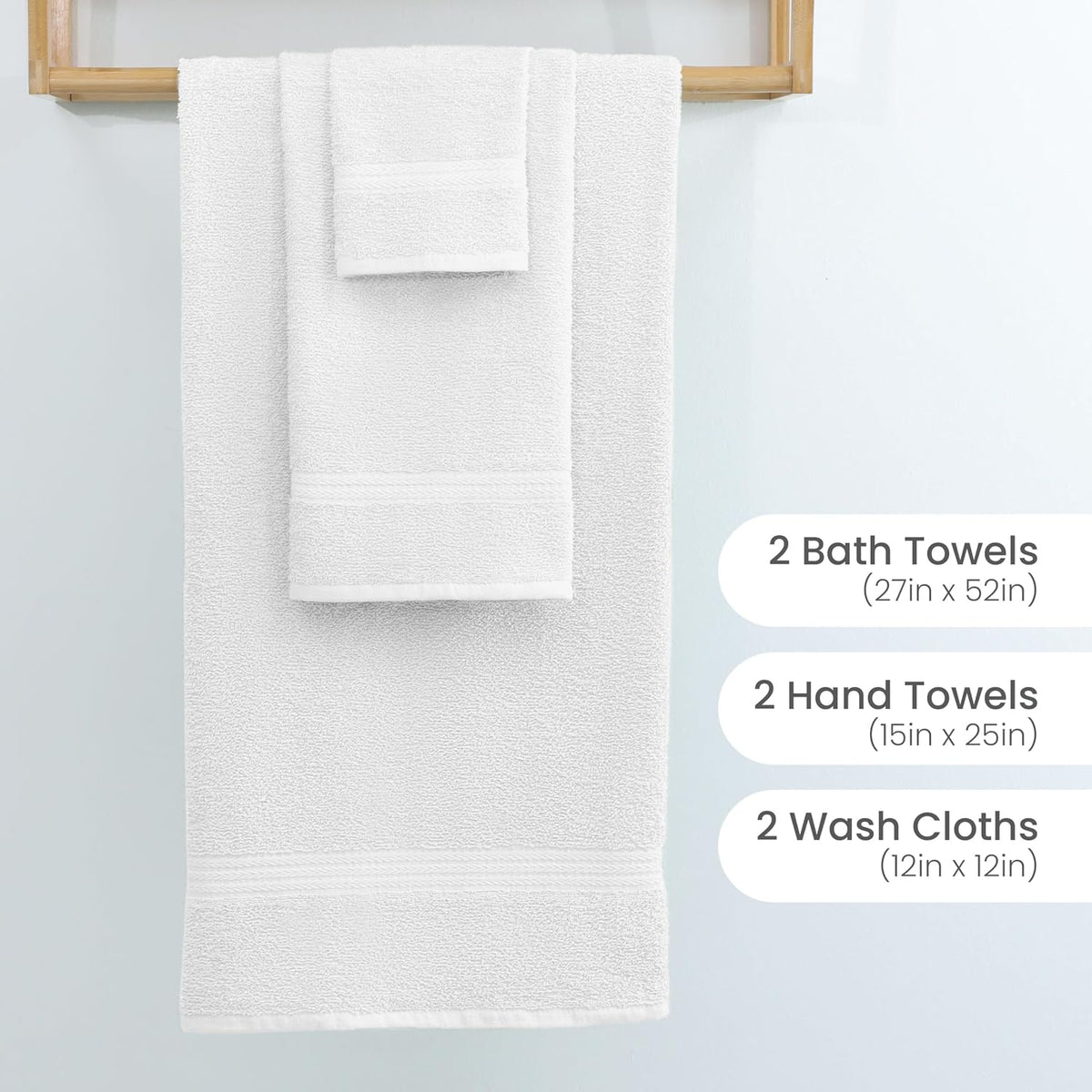 Easy Living Everyday 6-Piece Bathroom Towel Set, White