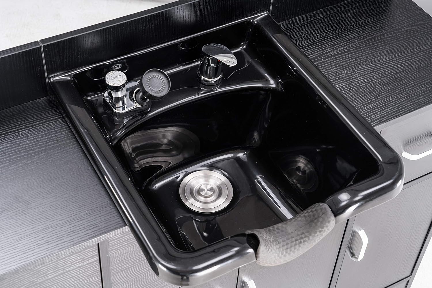 Multi-Functional Backwash Sink Station with Shampoo Bowl for Hair Stylist, Salon Spa Beauty Cabinet with Faucet