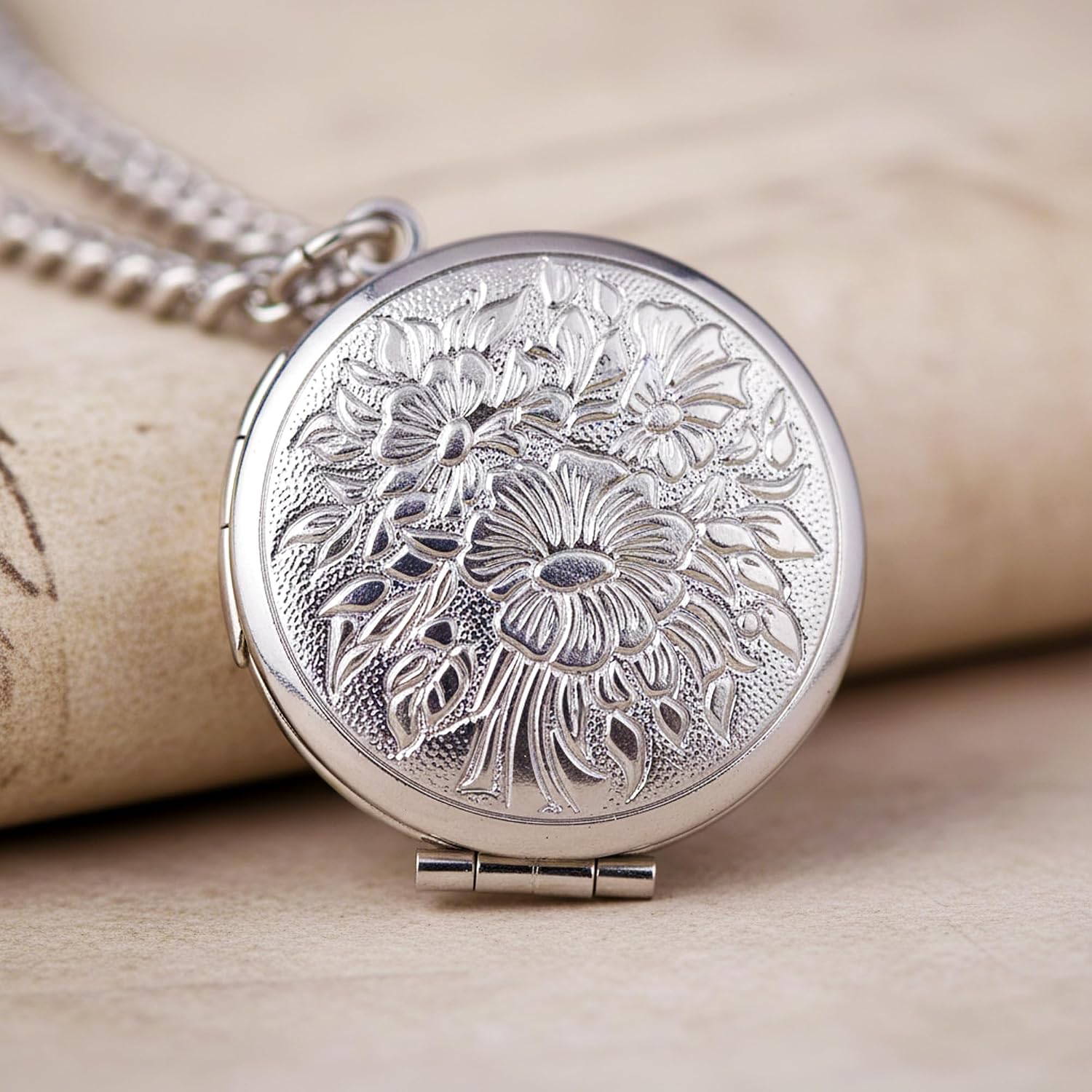 Made in The UK Silver Colour Albert Pocket Watch Chain with Locket Pendant