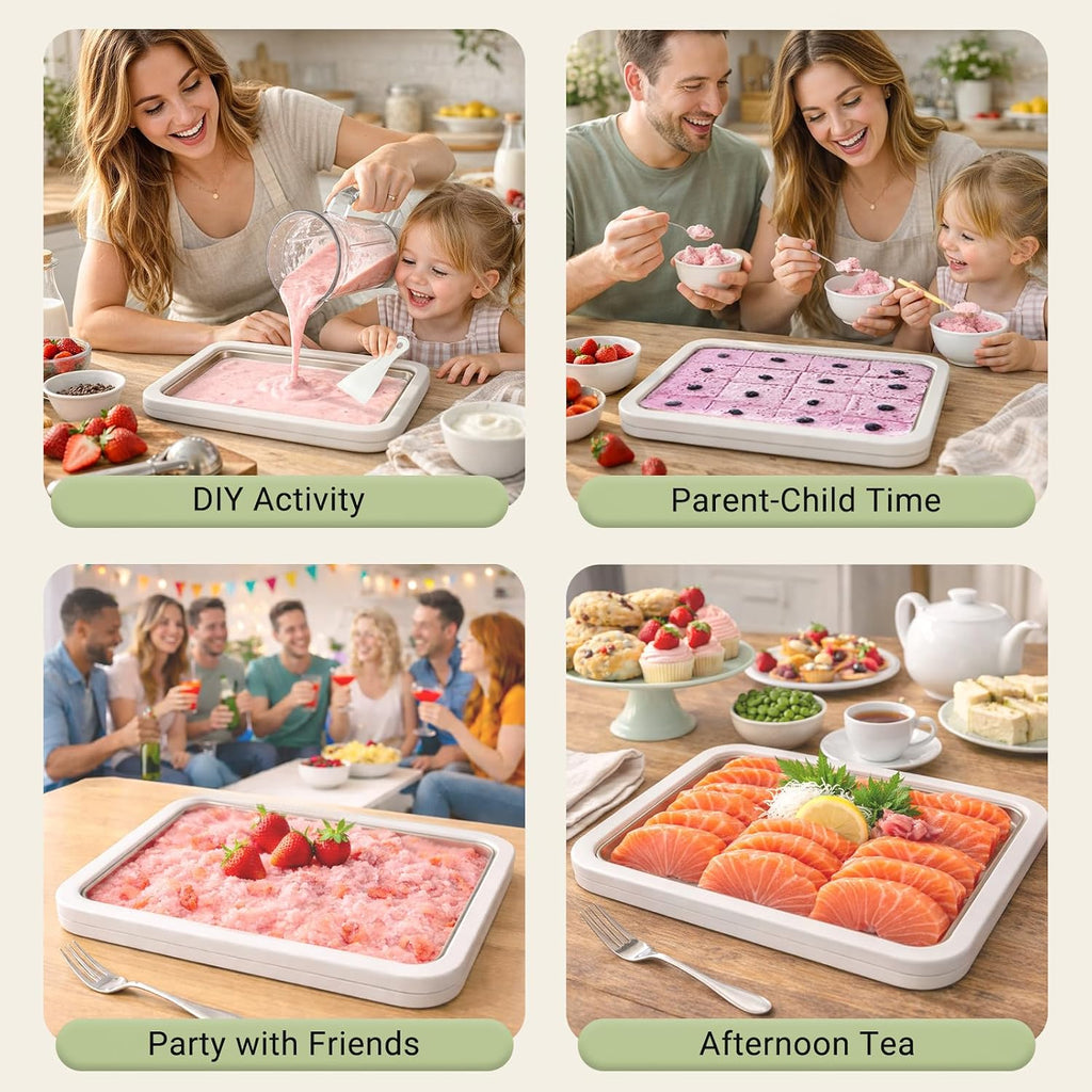 Rolled Ice Cream Maker with Lid and 2 Spatulas