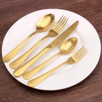 Satin Finish 40-Piece Stainless Steel Flatware Set, Matte Gold Silverware, Dishwasher Safe