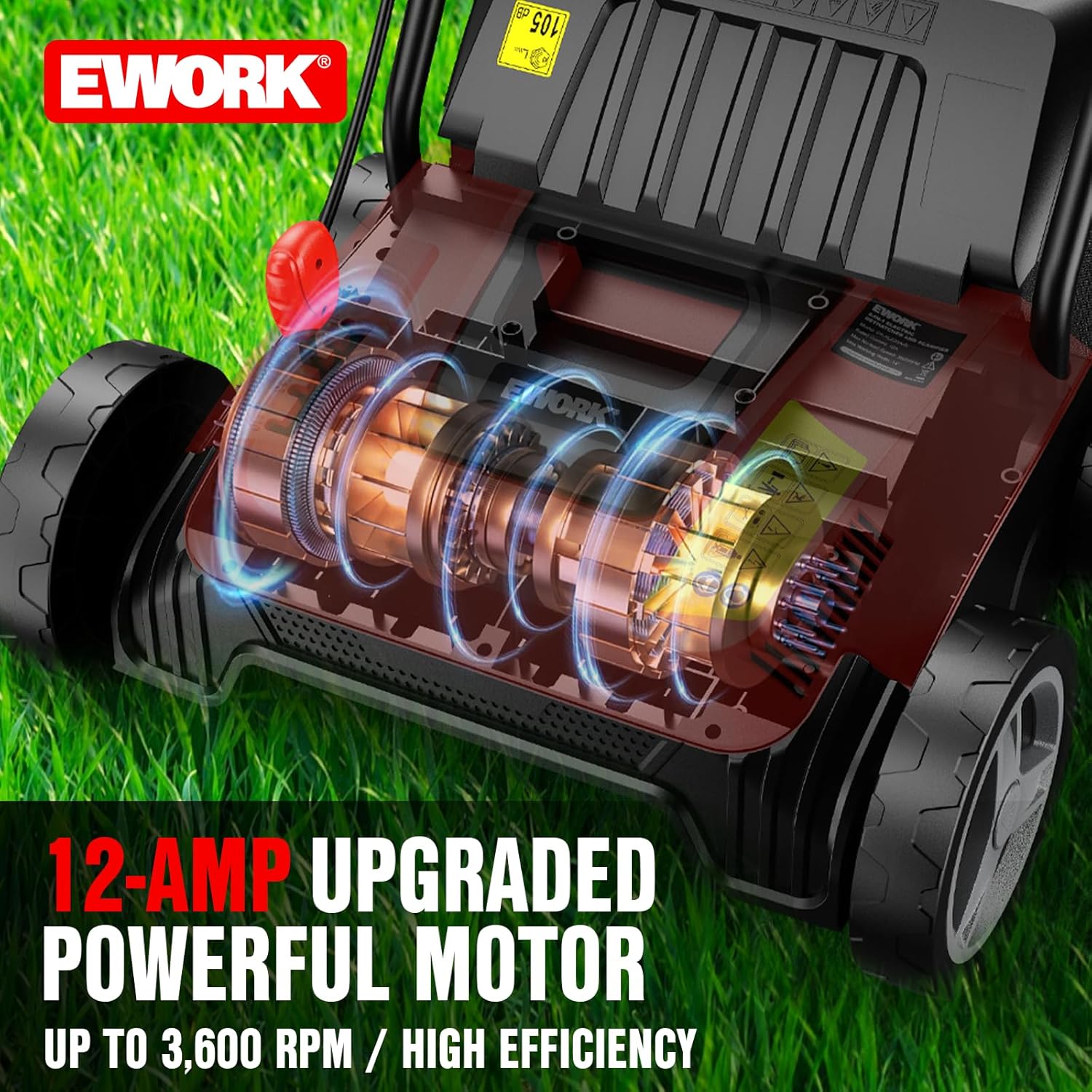 Electric Dethatcher and Scarifier 14-Inch 12 Amp with Grass Catchers | 2-in-1 Lawn Dethatcher and Aerator with 9.2