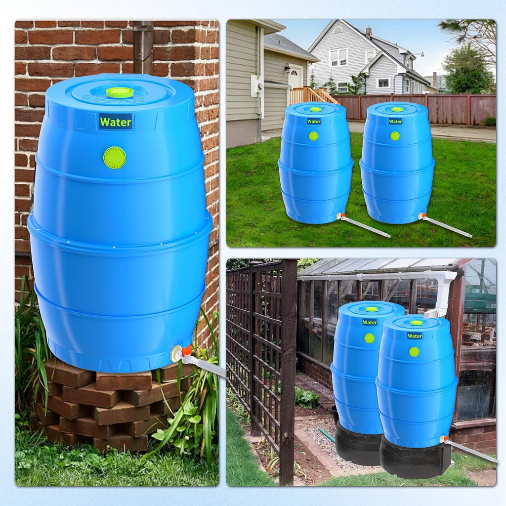 50 Gallon Water Collection Barrel-Drinking Water Storage Barrel with Spigots-Emergency Water Supply System