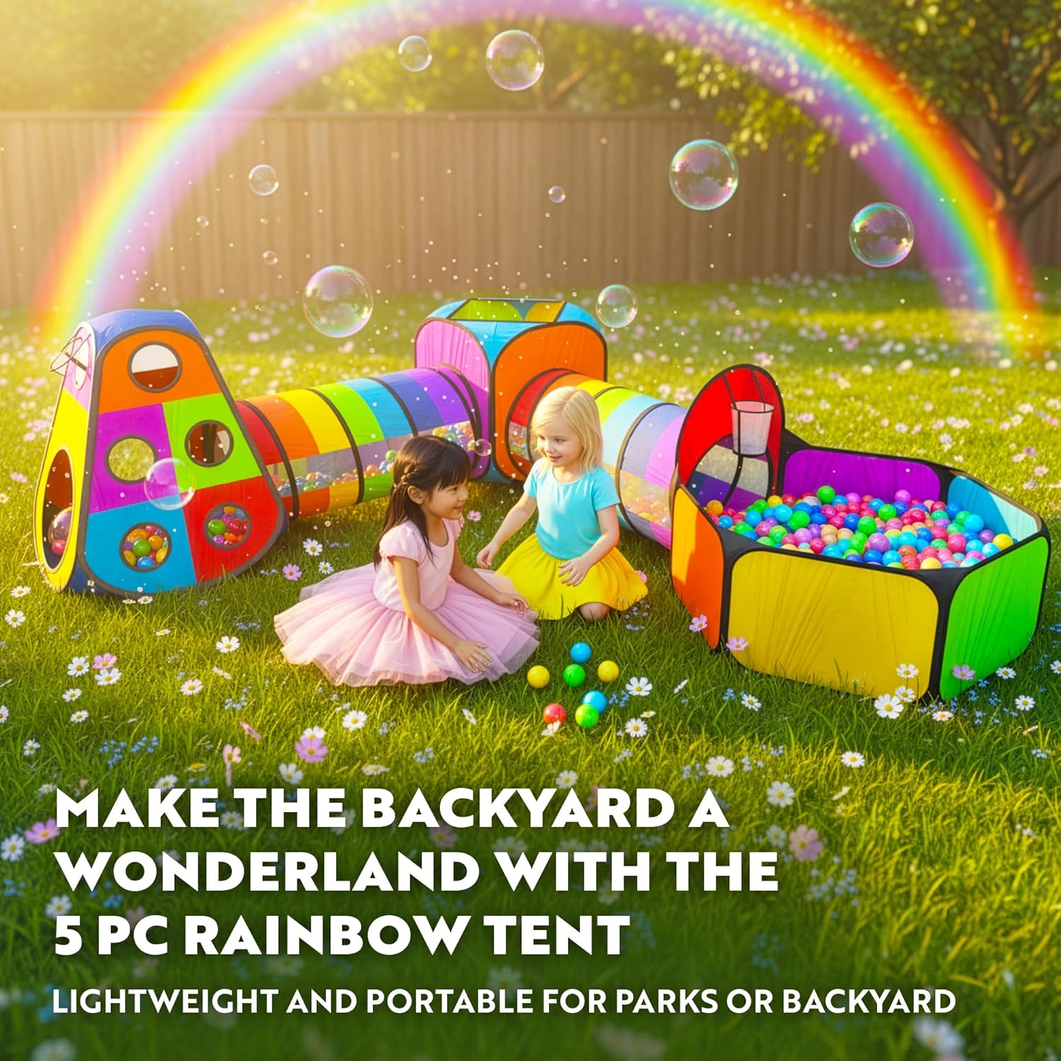 5pc Kids' Play Tents & Tunnels - Ball Pit for Toddlers, Basketball Hoop, Crawling Tubes, Pop-Up Playhouses, Baby