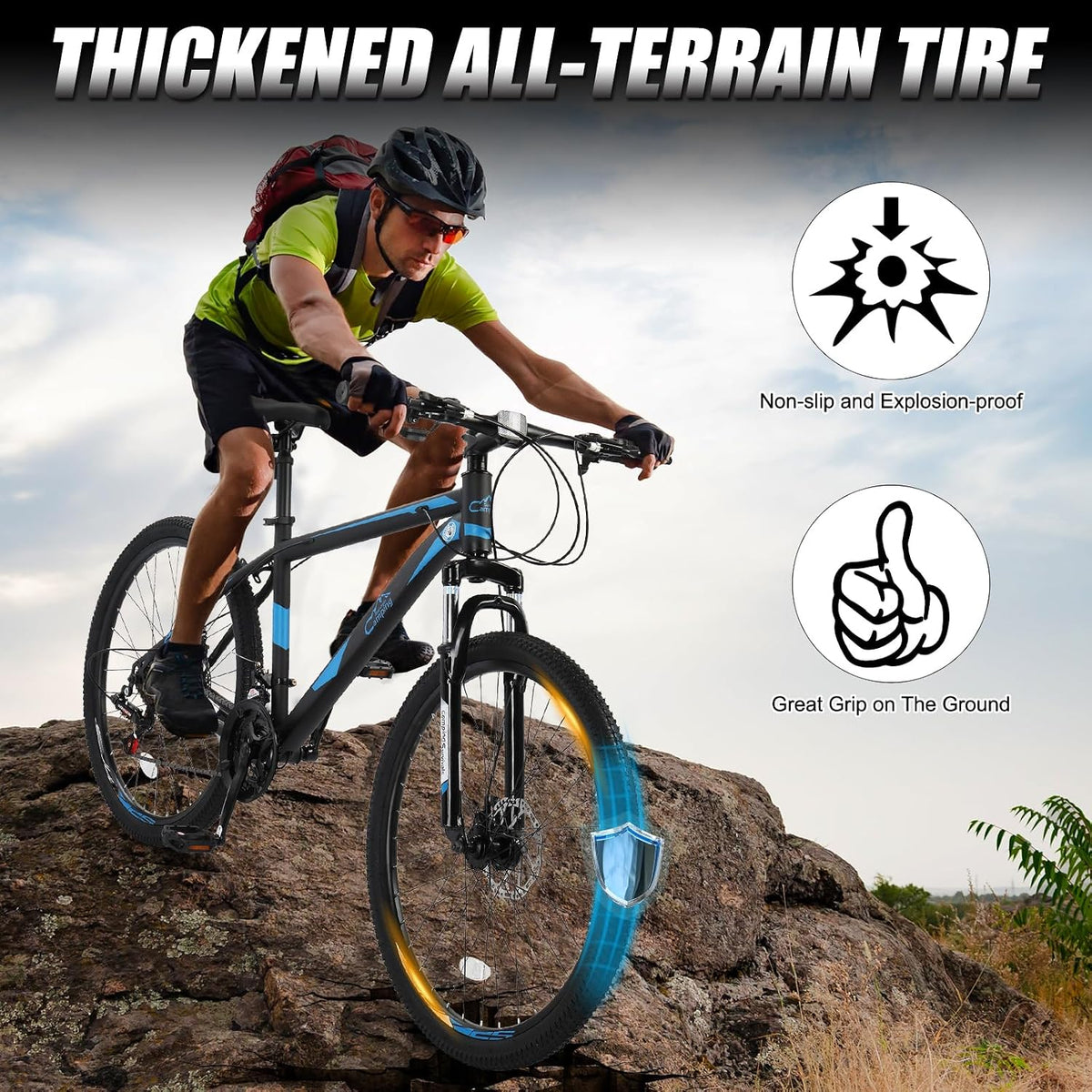 26/27.5" Mountain Bike 21 Speed Bikes for Adults, Men & Women Mountain Bike with High Carbon Steel Frame, All-Terrain