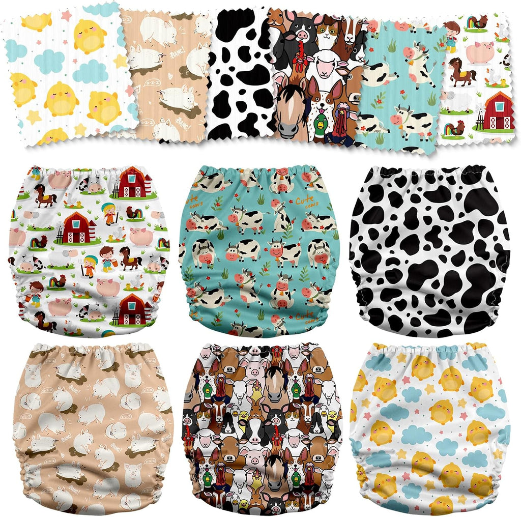 6 Pack Reusable Cloth Diapers 3.0 for Babies Girls Newborn, One-Size Adjustable Baby Diaper, Durable Stitching, Back