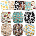 6 Pack Reusable Cloth Diapers 3.0 for Babies Girls Newborn, One-Size Adjustable Baby Diaper, Durable Stitching, Back