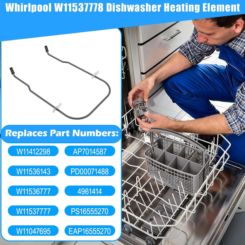 Upgraded W11537778 Dishwasher Heating Element Replacement,Compatible with KitchenAid Kenmore Dishwasher Parts W11412298 Whirlpool Heater Element Kit WDT750SAKZ0 WDTA50SAKZ0 KDFE204KPS1