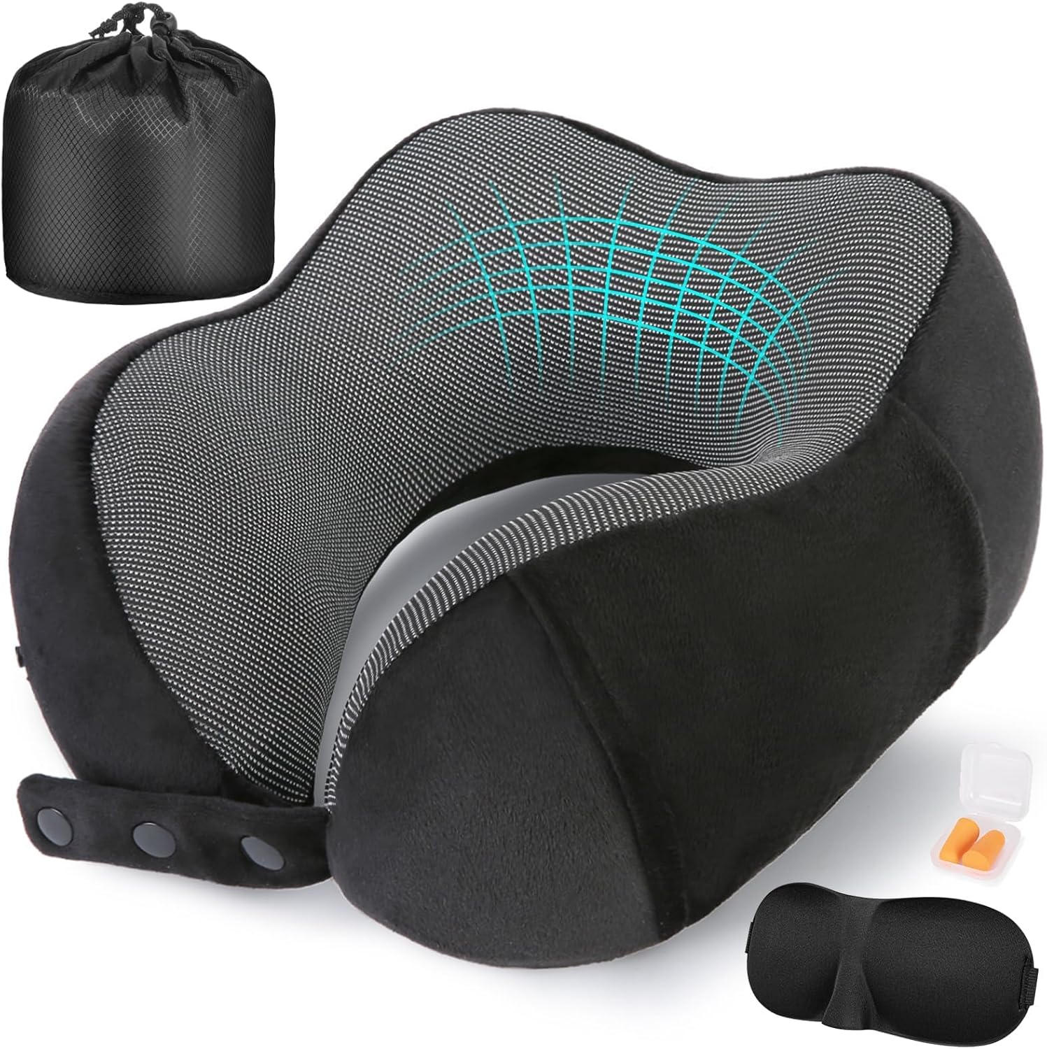 Neck Pillow for Traveling, Travel Pillows for Airplanes,100% Pure Memory Foam Travel Neck Pillow, Adjustable Flight