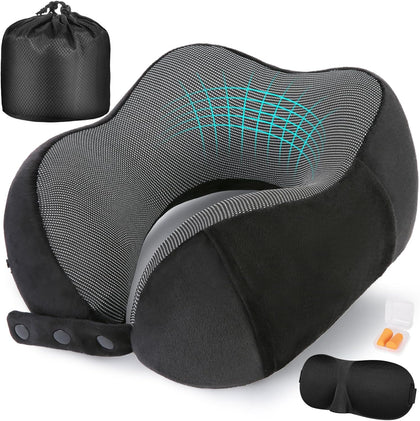 Neck Pillow for Traveling, Travel Pillows for Airplanes,100% Pure Memory Foam Travel Neck Pillow, Adjustable Flight
