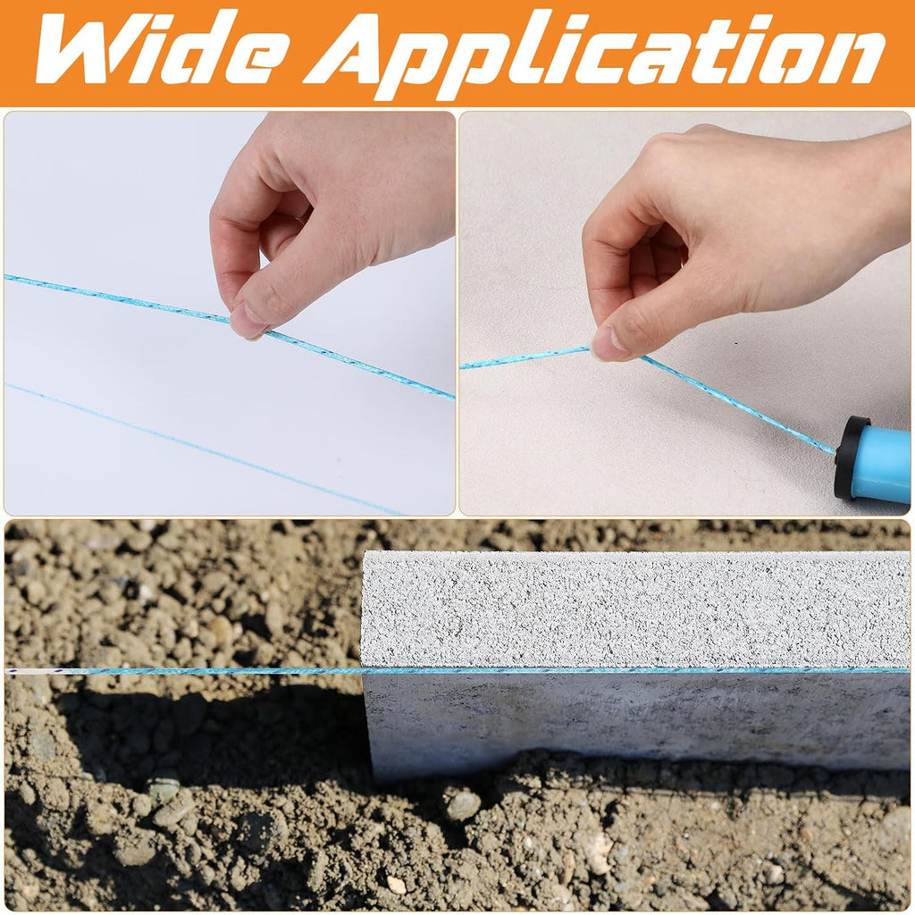 2 Chalk Line Tool for Building 100 ft, Blue | PP Case, Metal Hook, Portable Chalkline Reel Box, Construction