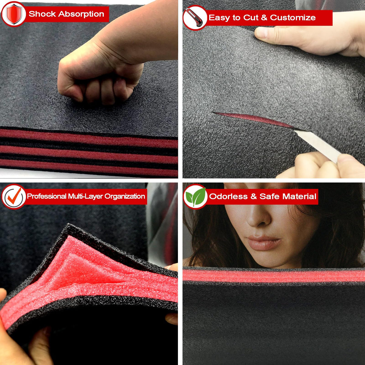 Tool Box Foam, 3Pack 22x18x1 Inch Multi-Layer Foam Inserts for Hard Cases & DIY, Professional Shock-Absorption Liners