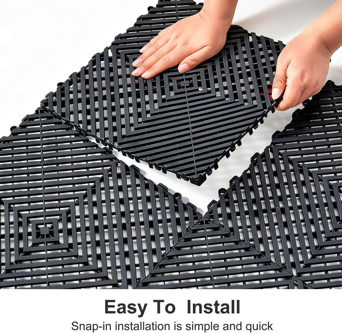 48Pcs Garage Floor Tiles Interlocking Mat Black/Gray Mashup
