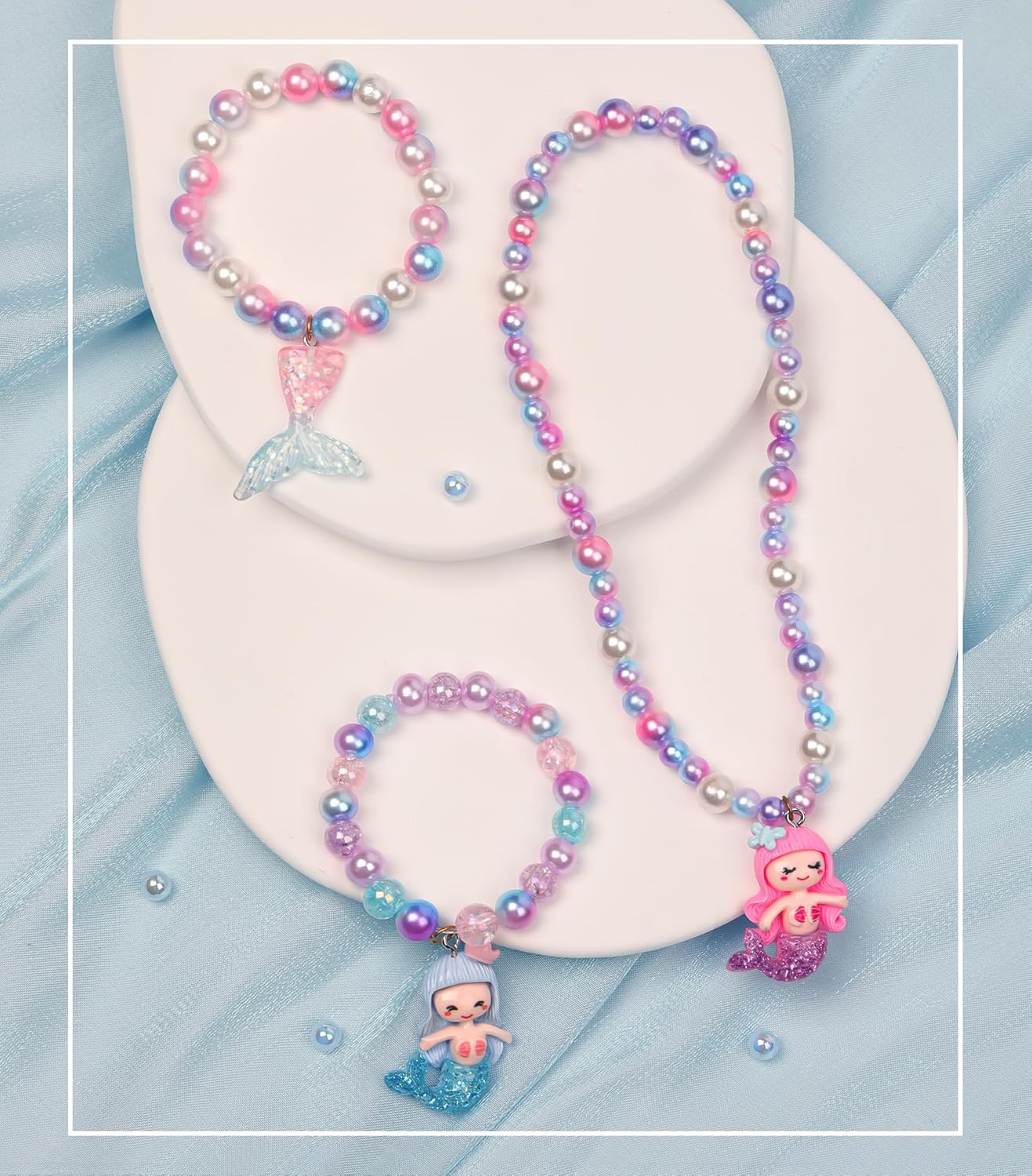 900Pcs Mermaid Bracelet Making Kit for Girls Kids Charm DIY Beads for Jewelry Making, Friendship Bracelet Kit with