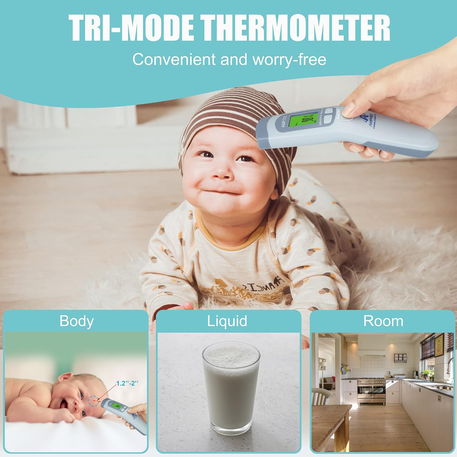 Medical Grade Forehead Thermometer for Adults, Kids, Baby, Non-Contact Digital Infrared Thermometer, Instant Read