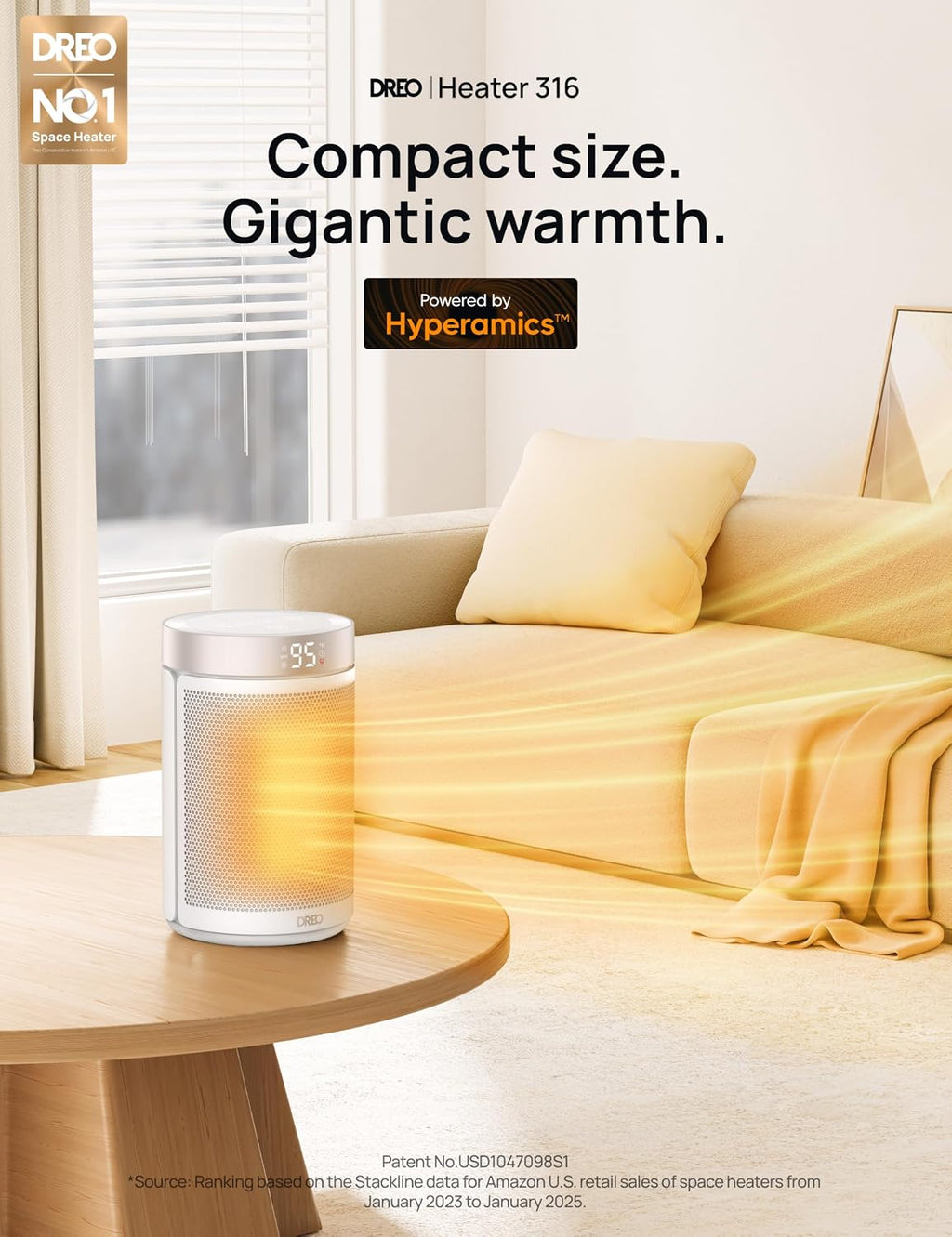 Space Heater, Portable Electric Heaters for Indoor Use with Remote | Adjustable Thermostat, 12H Timer, 5 Mode, 1500W