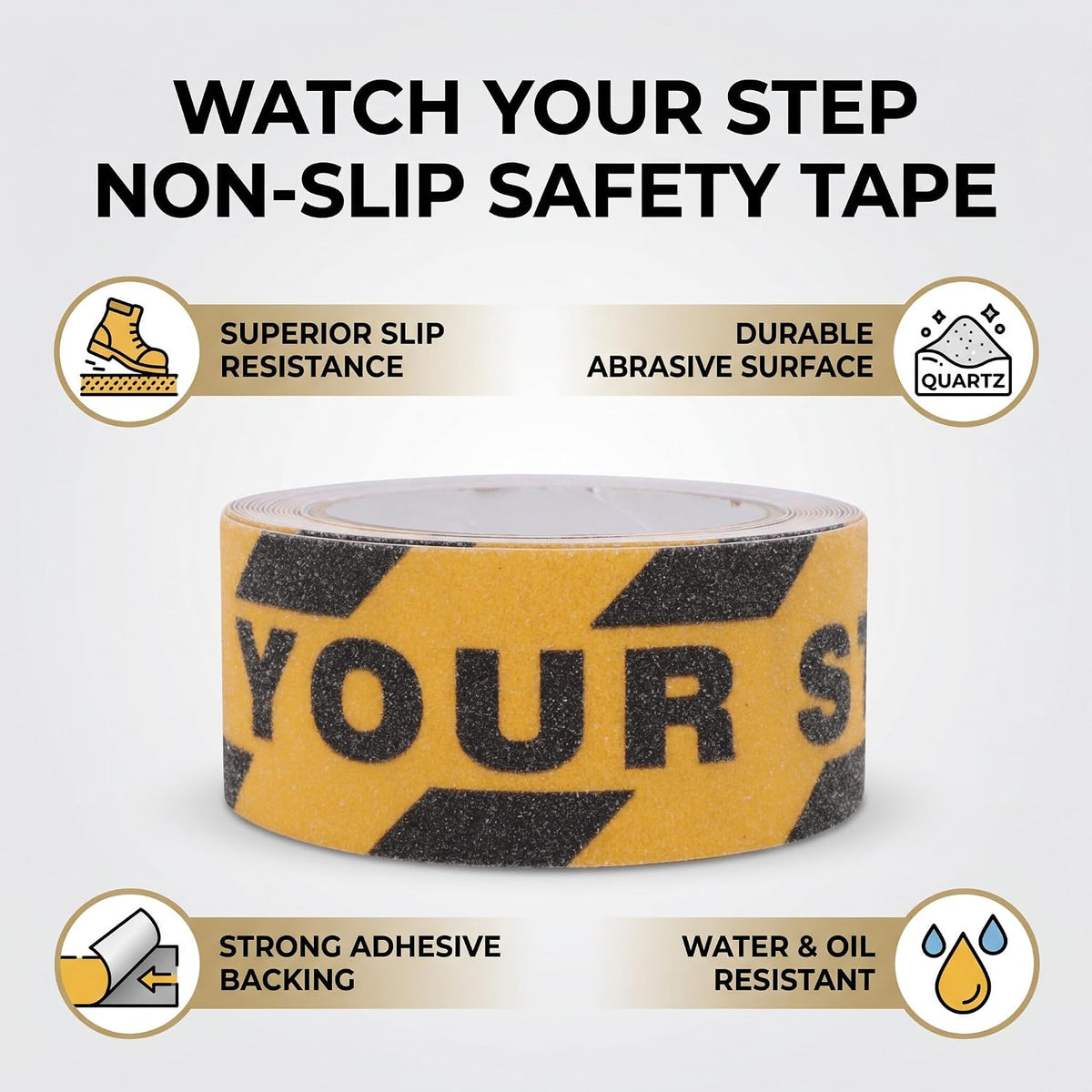 48mm x 5m Anti Slip Tape, Watch Your Step Yellow Black