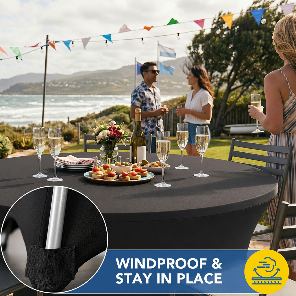Fitted Round Table Covers 5ft-Spandex Elastic Stretch Black Table Cloths