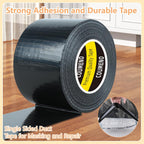 Black Duct Tape,Heavy Duty Industrial Sealing Tape,2inx66FT