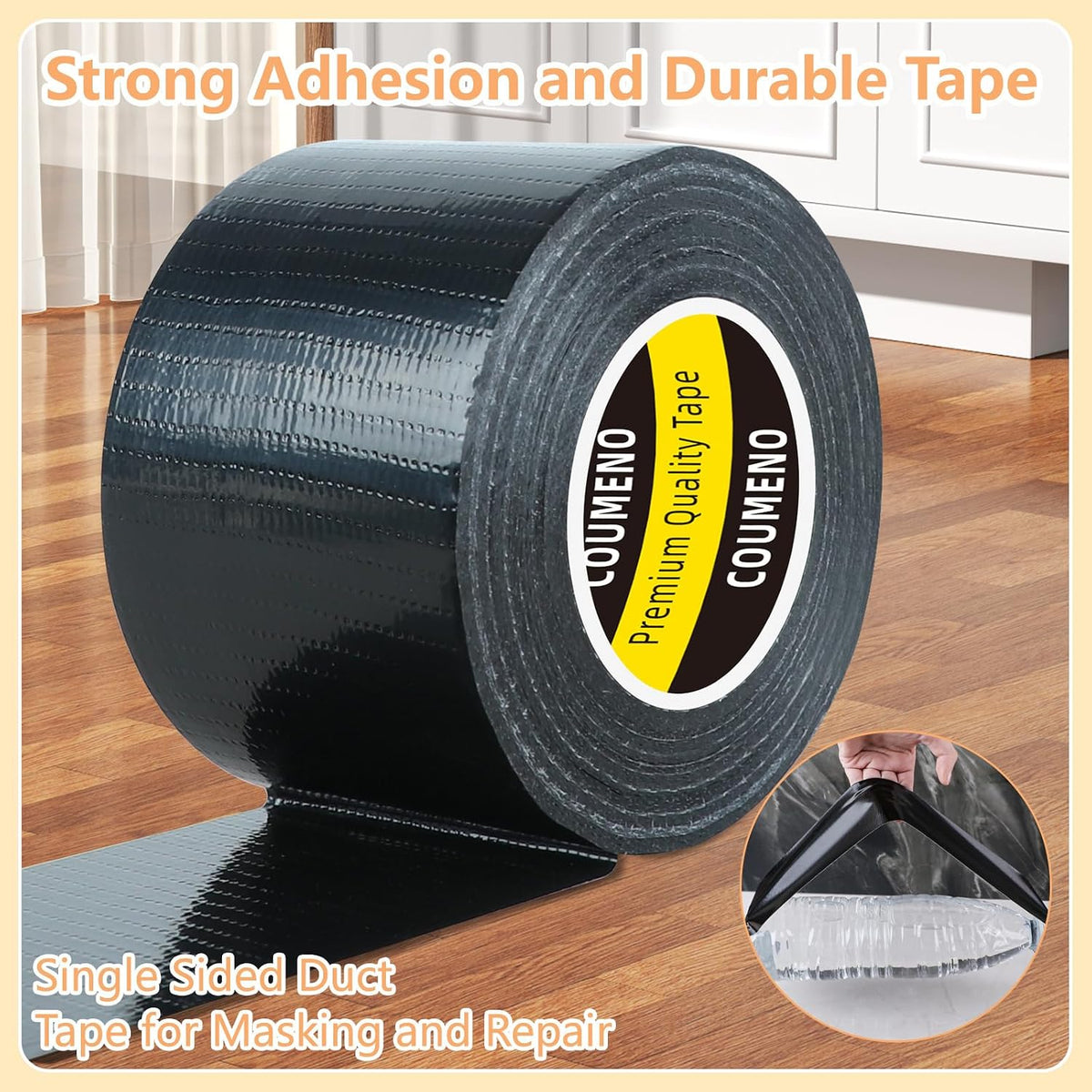 Black Duct Tape,Heavy Duty Industrial Sealing Tape,2inx66FT