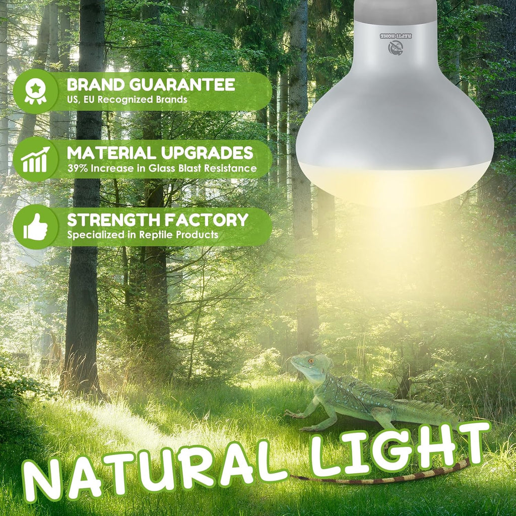 Reptile Heat Lamp Bulbs, Simulate Natural Sunlight Heat Light Bulb, 2 Pack 100W Amphibian Terrarium Basking Spot Lamp