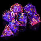 7-Die RPG Dice Set, Handmade Sharp Edge Polyhedral Dice
