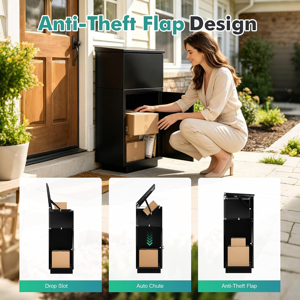 Parcel Drop Box for Outside, Extra Large Package Delivery Box with Secure Storage, Anti-Theft Galvanized