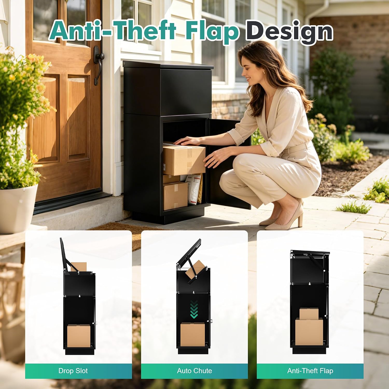 Parcel Drop Box for Outside, Extra Large Package Delivery Box with Secure Storage, Anti-Theft Galvanized