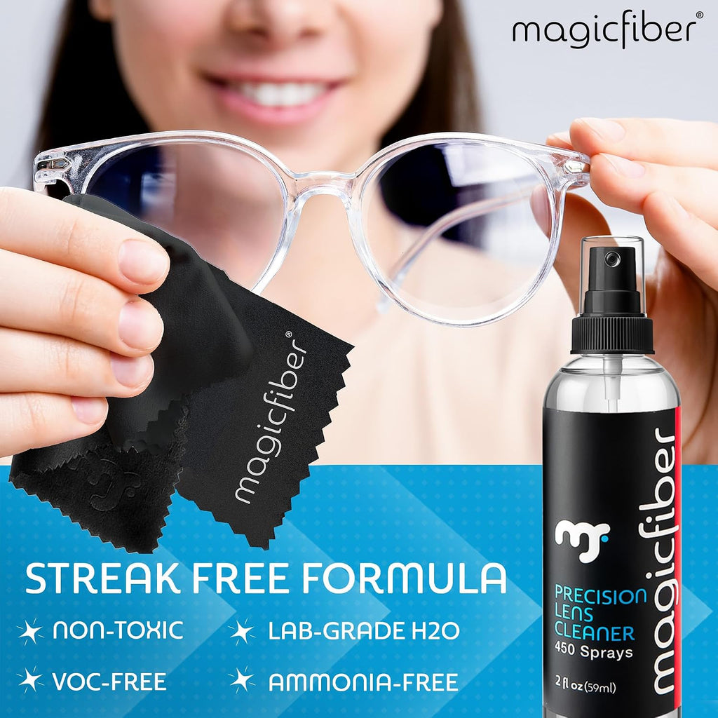 8 PK Glasses Kit - 2 Eyeglass Cleaner Sprays + 6 Microfiber Cleaning Cloths - Premium Eye Glass Cleaners Spray and