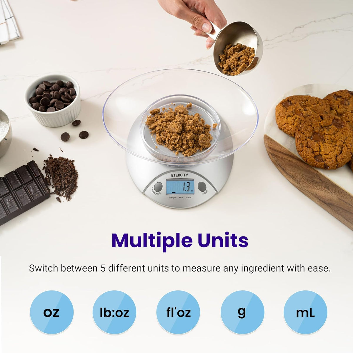 Food Kitchen Scale with Bowl, 11lb/5kg, Grams and Ounces
