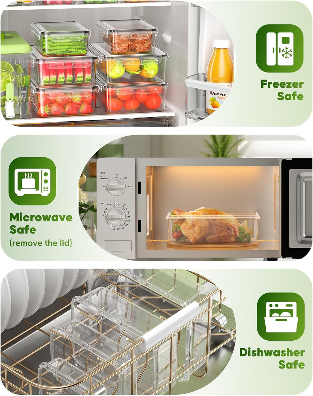 60 PCS Food Storage Containers with Lids, BPA-Free Plastic Food Containers for Kitchen Storage, Leak Proof, Reusable
