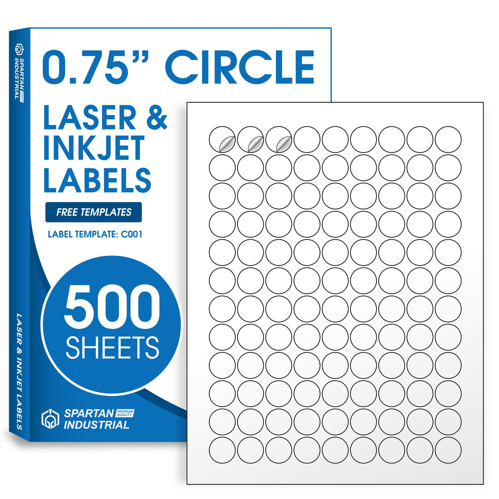 0.75" Sticker Labels for Laser & Inkjet, Spartan Industrial Template C001