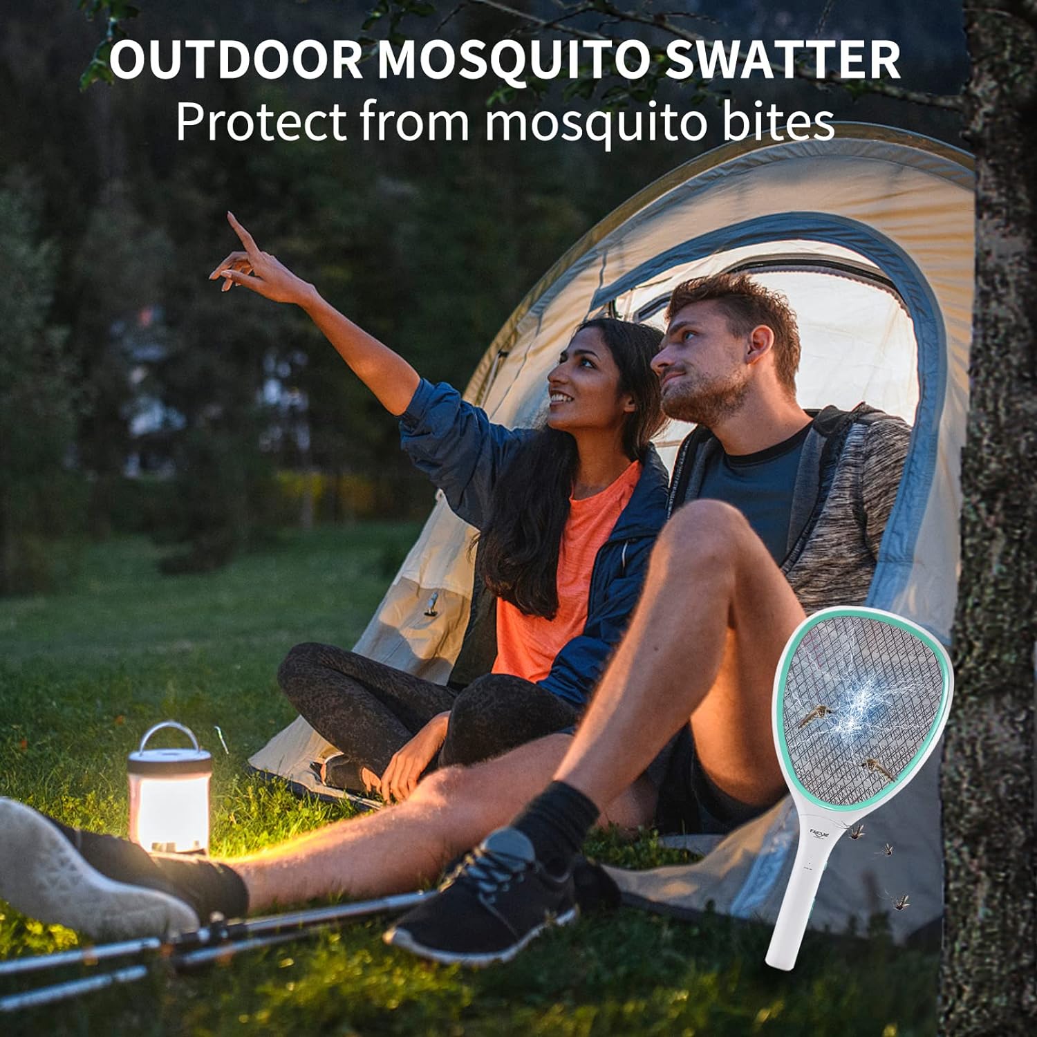 Handheld Bug Zapper Racket Electric Fly Swatter | Mosquito Zapper Racket For Indoor & Outdoor Use, AA Battery