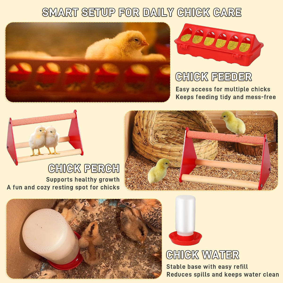 Chick Starter Kit 6-in-1 Chicken Brooder Box with 12"*12" Heating Plate