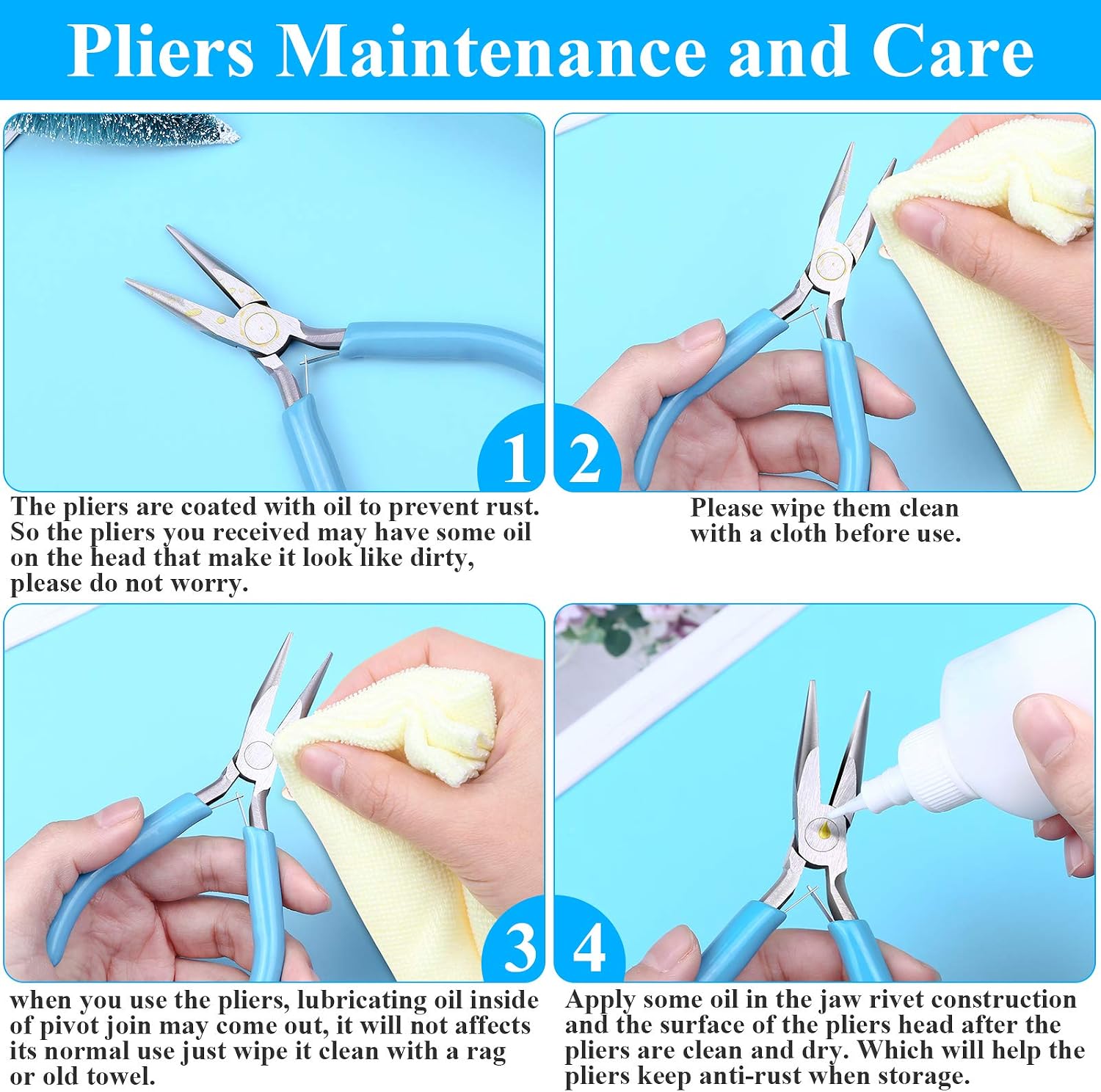 3pcs Jewelry Making Plier Tools with Needle/Chain/Round Nose Pliers and Wire Cutter for Jewelry Repair, Wire