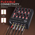 8-Channel Bluetooth Mini Line Mixer with USB Audio Interface - 8 Mono/Stereo Switching Inputs | Ultra-low Noise