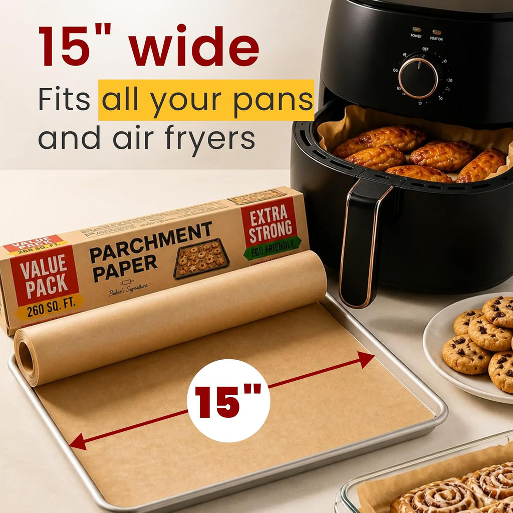 Unbleached Parchment Paper Roll with Cutter, 15in x 210ft