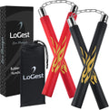 Nunchucks - Pack of 2 with Storage Bag Safe Foam Rubber & Steel Chain Training Nunchakus for Kids or Adults Beginners