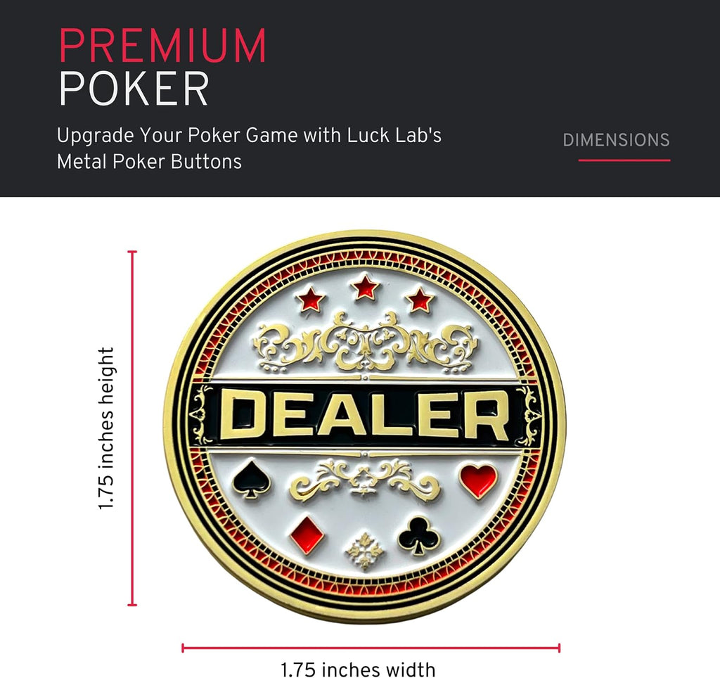 Set of 3 Metal Poker Buttons - Dealer Button, Big Blind and Small Blind | Metal poker position markers for Texas Hold