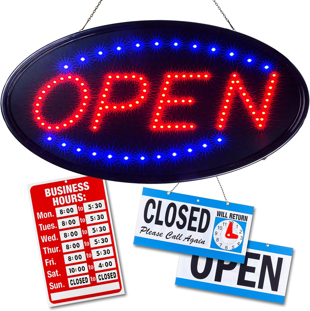 Open Sign for Business, Bright Oval Neon-Style LED Sign