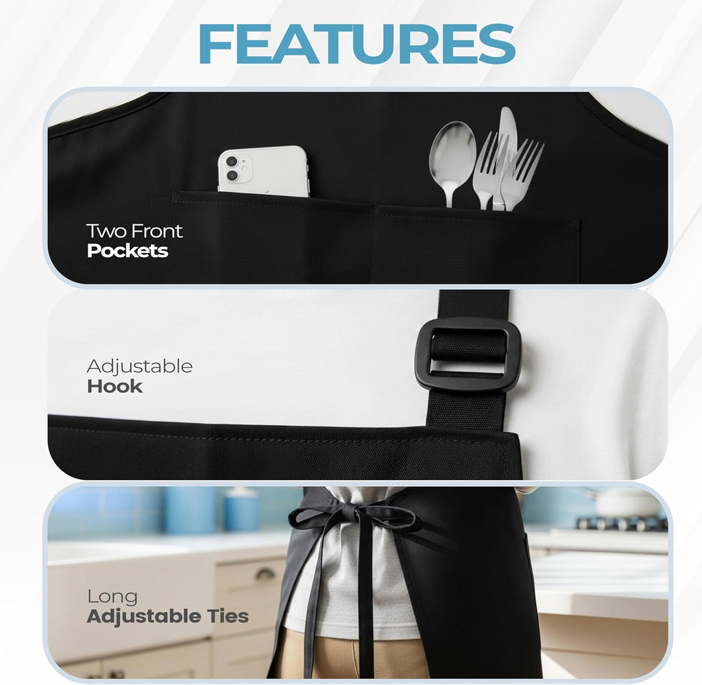 Bib Aprons 4 Pack Adjustable With 2 Pockets