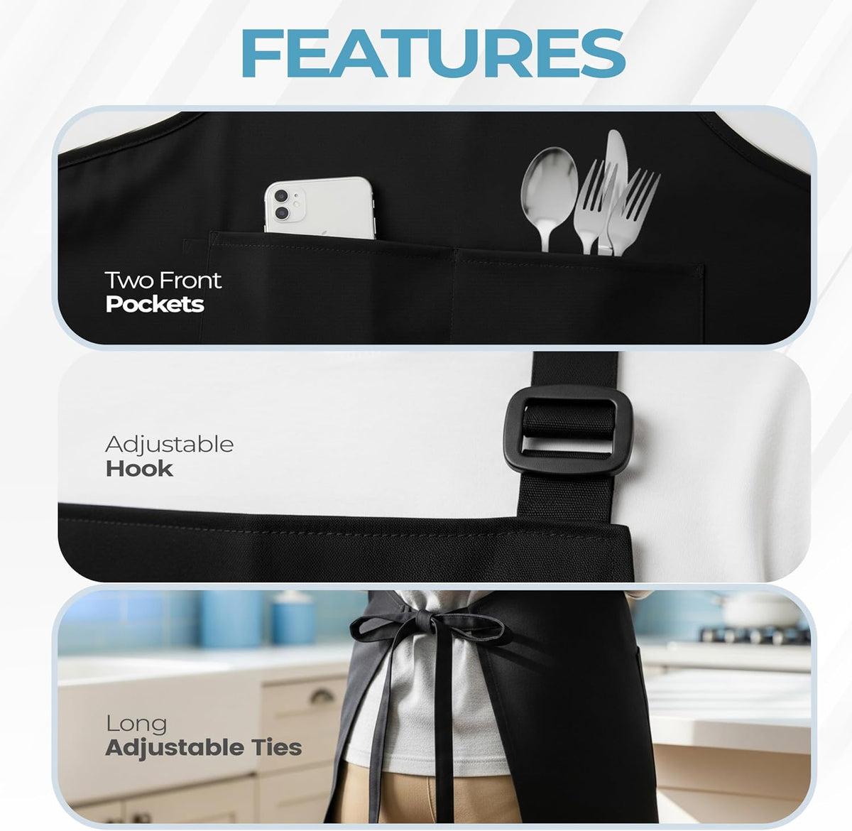 Bib Aprons 4 Pack Adjustable With 2 Pockets