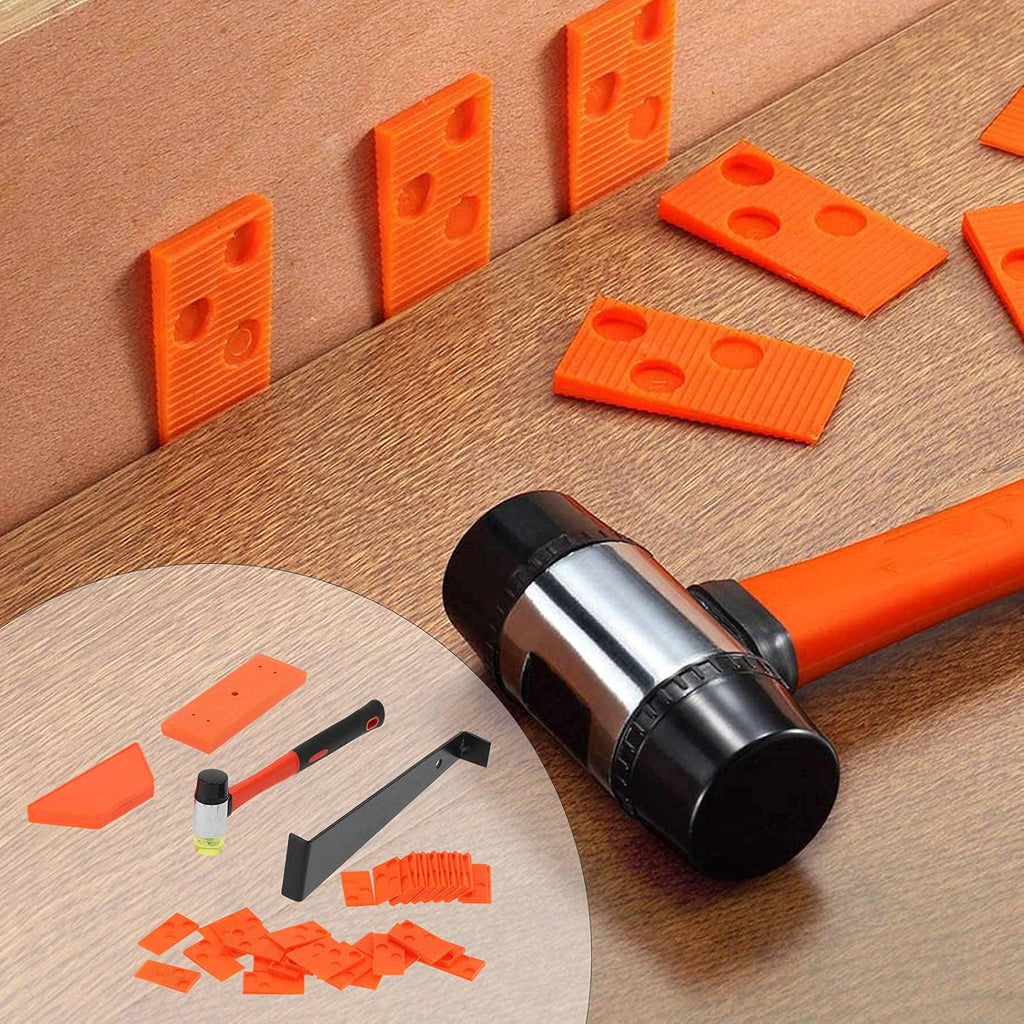 Laminate Wood Flooring Installation Kit, Tapping Block, Long and Wider Pull Bar, Double Faced Mallet and 40 Spacers