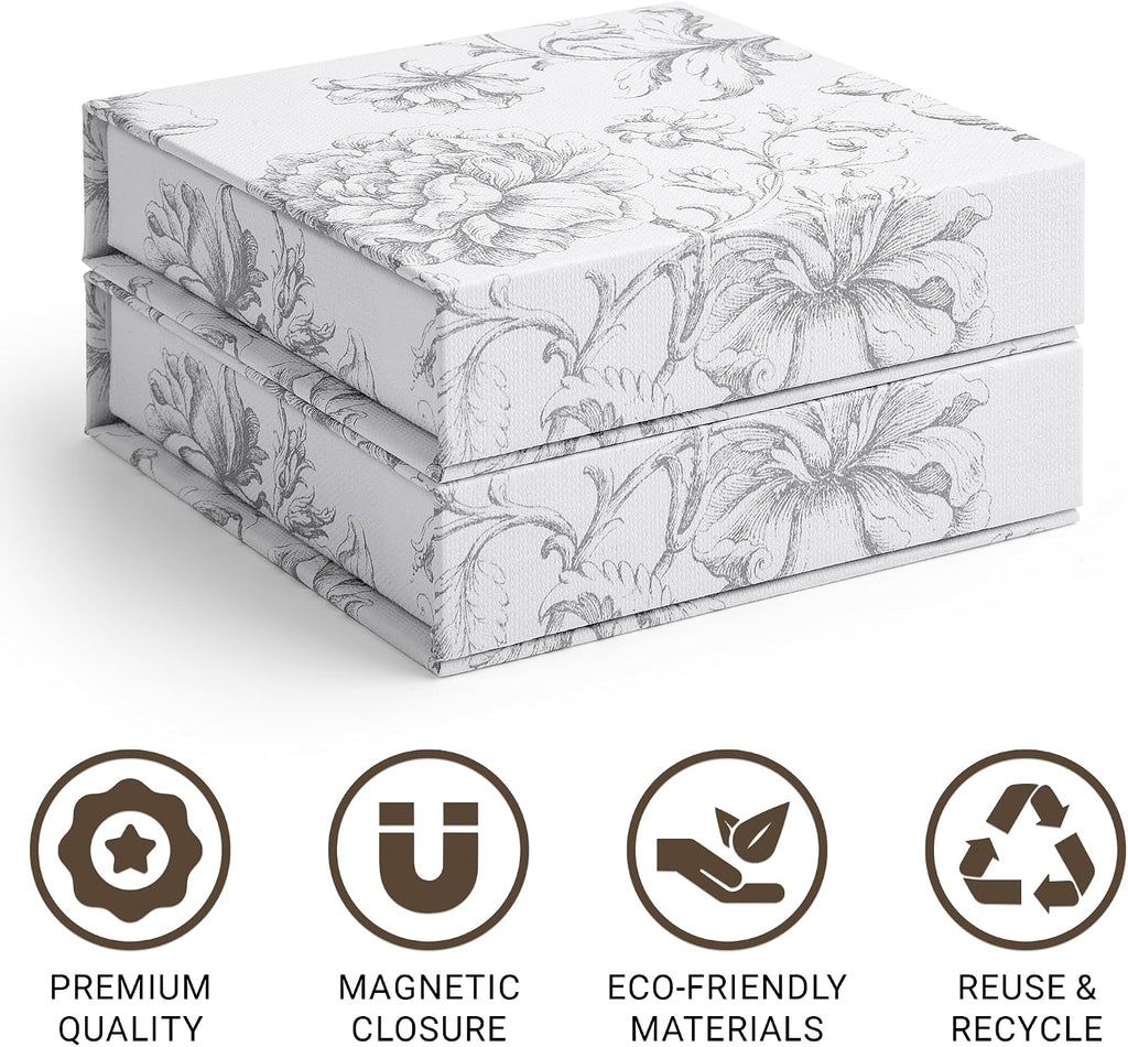 Luxury Small Gift Boxes with Magnetic Lids, 4" x 4" x 1" (5 Pack)