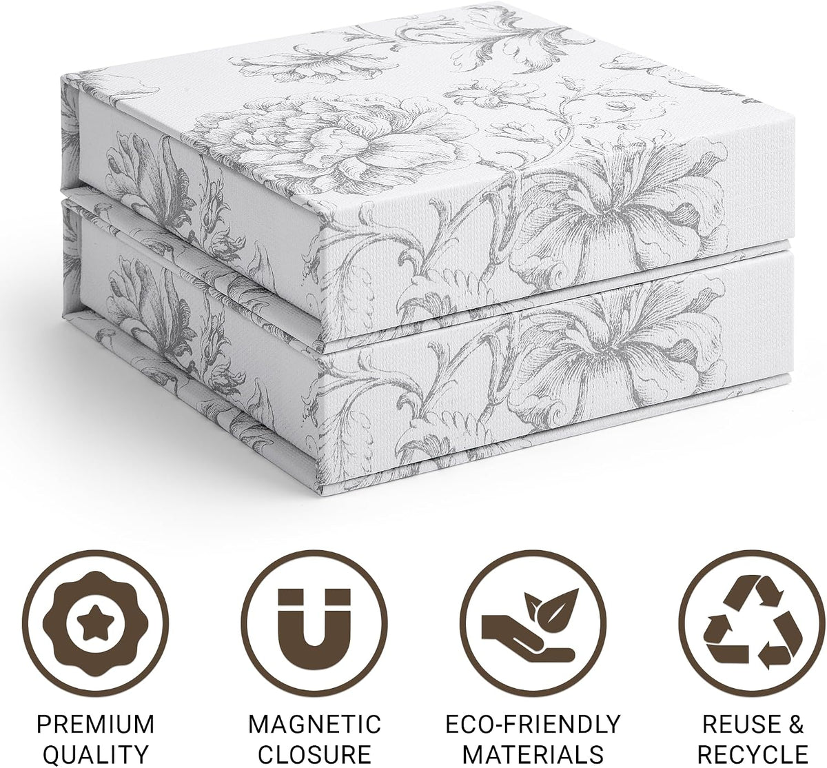 Luxury Small Gift Boxes with Magnetic Lids, 4" x 4" x 1" (5 Pack)