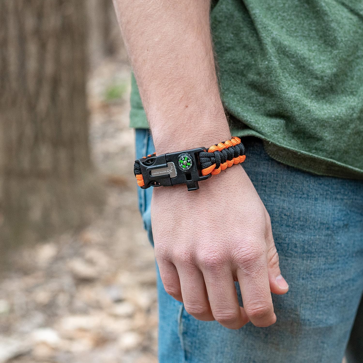 Paracord Survival Bracelets - 2 Pack, Adjustable Size, Loud Whistle, Fire Starter - Ideal for Outdoor Enthusiasts