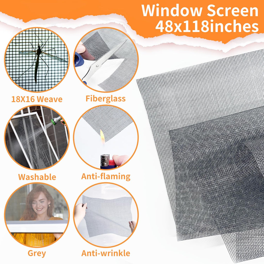 Window Screen Replacement, 6in1 Window Screen Door Repair Kit