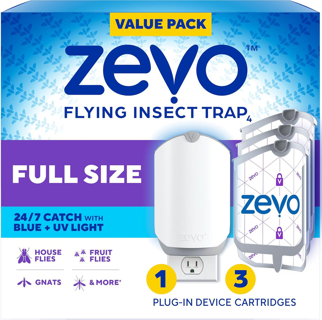 Flying Insect Trap for Fruit Flies & Gnats, 1 Plug-in Base & 3 Refills | Catches Fruit Flies & Gnats Near Fruit Bowls