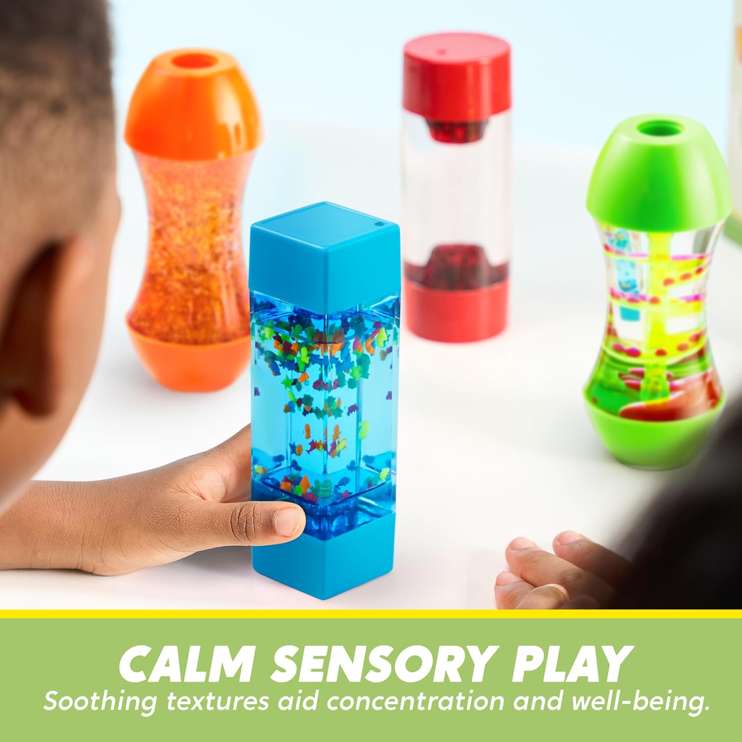 4-Pack Fidget Tubes for Kids, Sensory Tubes, Stress Relief Toy, Speech Therapy, Calming Toys for Children with