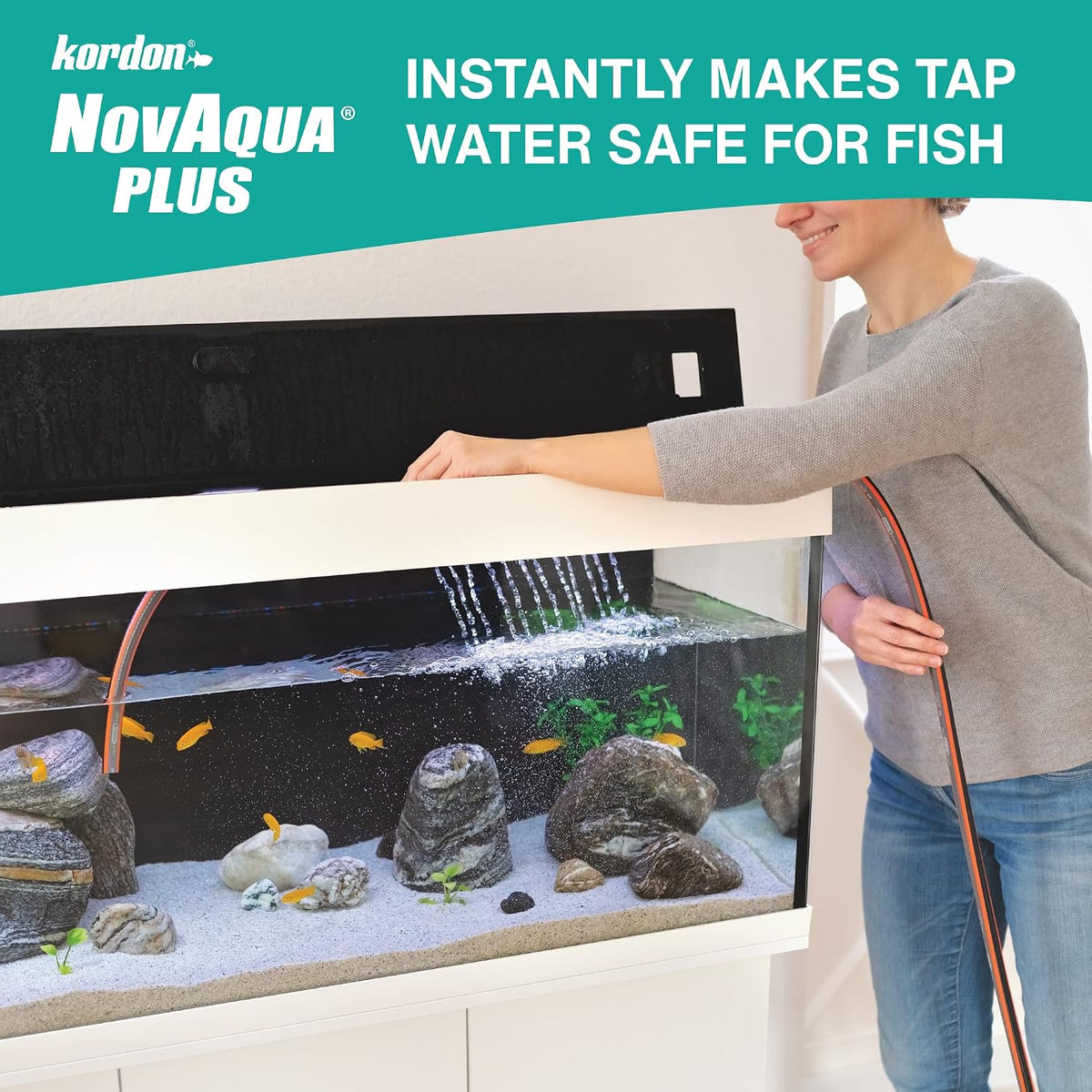 NOVAQUA Plus - Freshwater & Saltwater Aquarium Water Conditioner – Instantly Detoxifies Chlorine, Chloramines, &